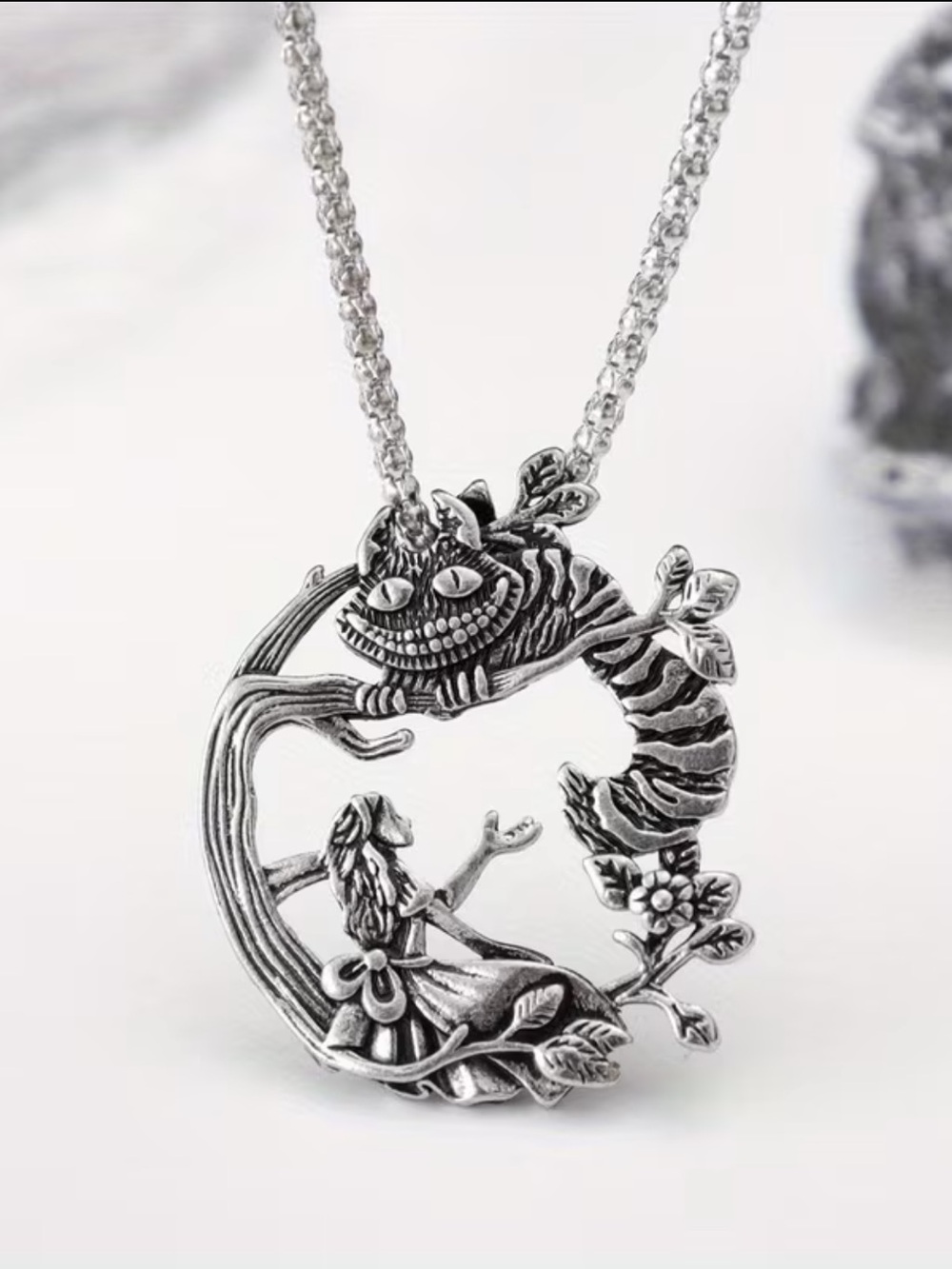 Alice in Wonderland Cheshire Cat Pendant Necklace, Alice in Wonderland Necklace